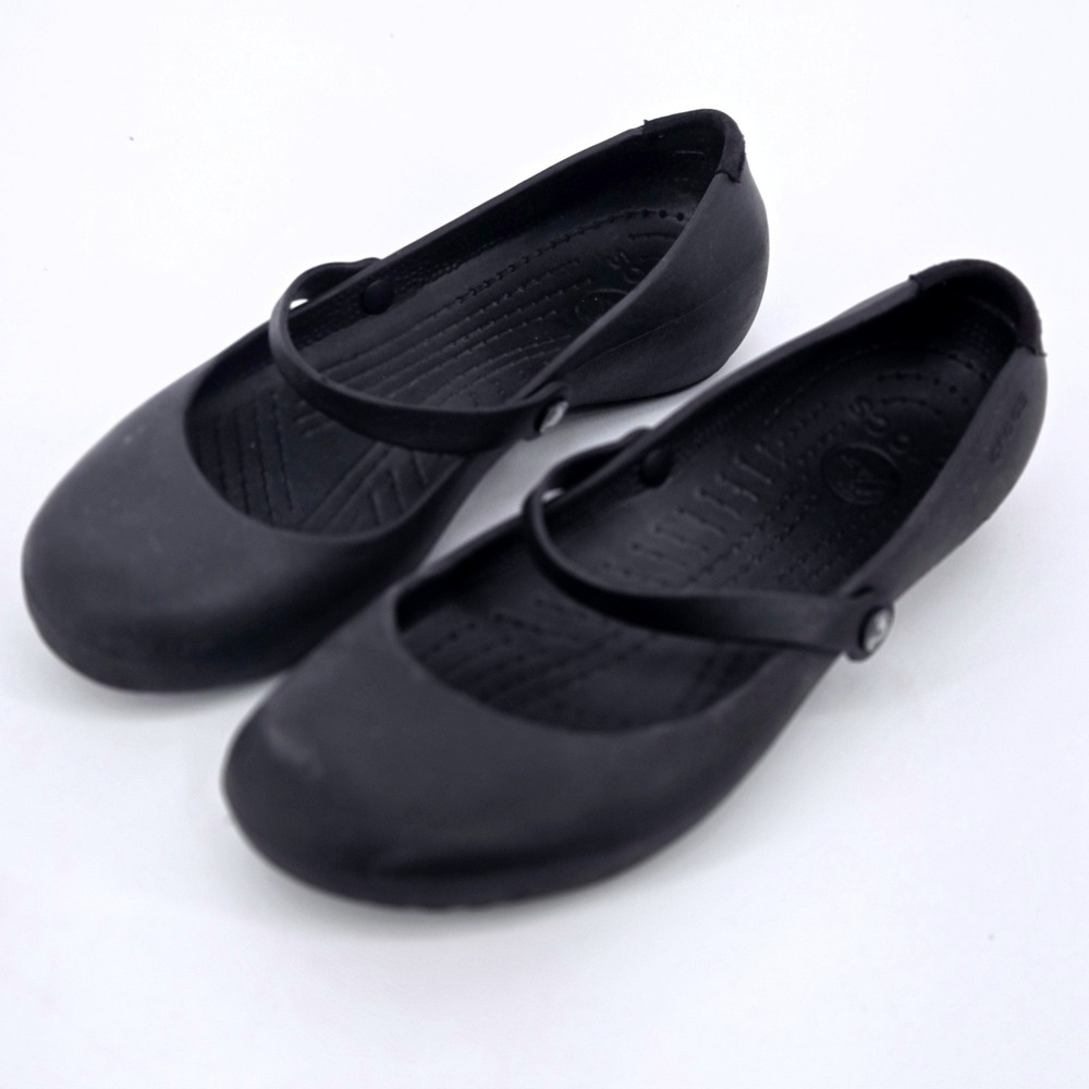 Crocs Alice Work Black Slip Resistant Mary Jane Ballet Flats Shoes W9 US 9 EUC